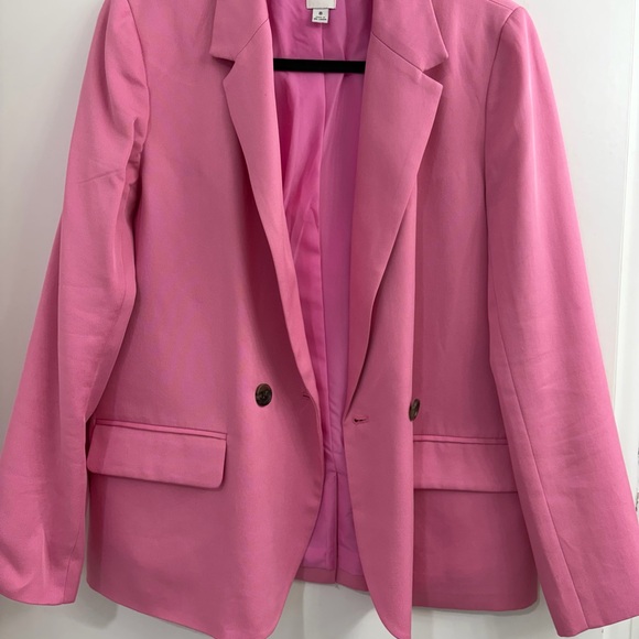 J. Crew Vibrant Pink Drapey Twill Double-Breasted Blazer - Picture 4 of 10